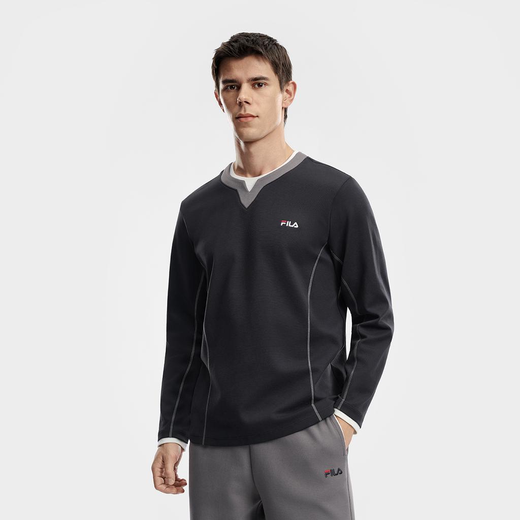 FILA Tennis Minimalist Classic Sports Tennis Casual Loose Comfortable Long Sleeve T-Shirt Men tops A11M613228F-NV
