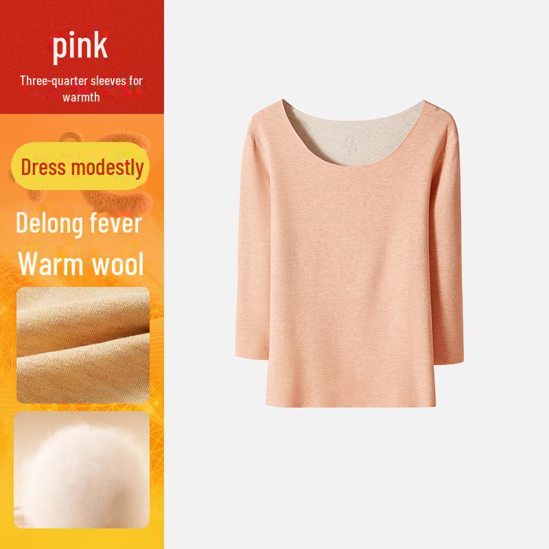 

Женская термофутболка из бархата со средним рукавом - осень, топ с коротким рукавом, плотный низ. XL розовый