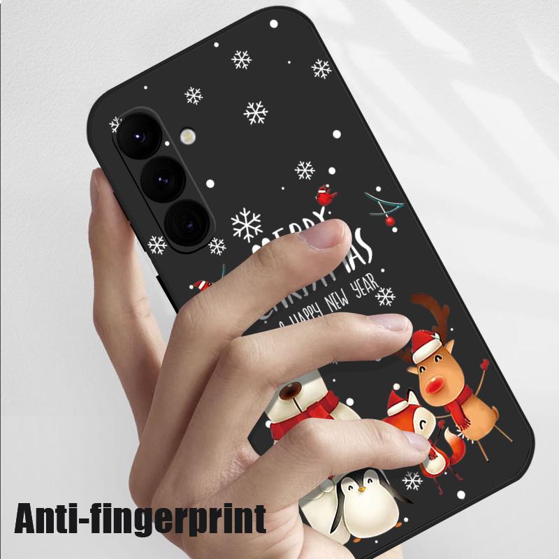 Christmas Bear Elk Phone Case For Samsung Galaxy S25 Ultra S24 Plus S22 S23 S21 FE A15 A16 A17 A35 A36 A54 A55 A56 Shockproof Soft TPU Lanyard Cover