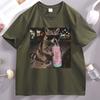 Raccoon Cotton Candy Drink Graphic Tee Fun Animal Lover T Shirt Vintage Raccoons Cotton Short Sleeve Round Neck Pritned Tshirt