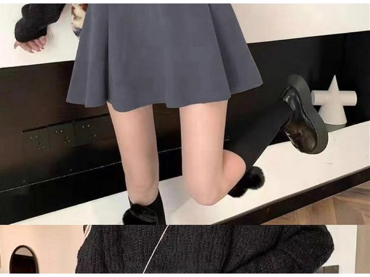 New Fall/Winter Woolen A-Line Pleated Mini Skirt for Women - High Waist, Slimming College Style, Anti-Exposure.