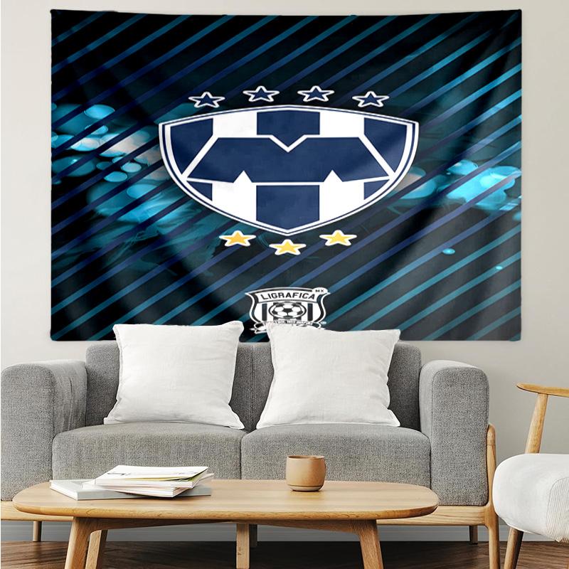 Monter-rey Football Crest Art Printed Printed Tapestry, for Bedroom,Livingroom, Dormitory, Large Wall Decor, Fabric Decor Fan Birthday Gifts