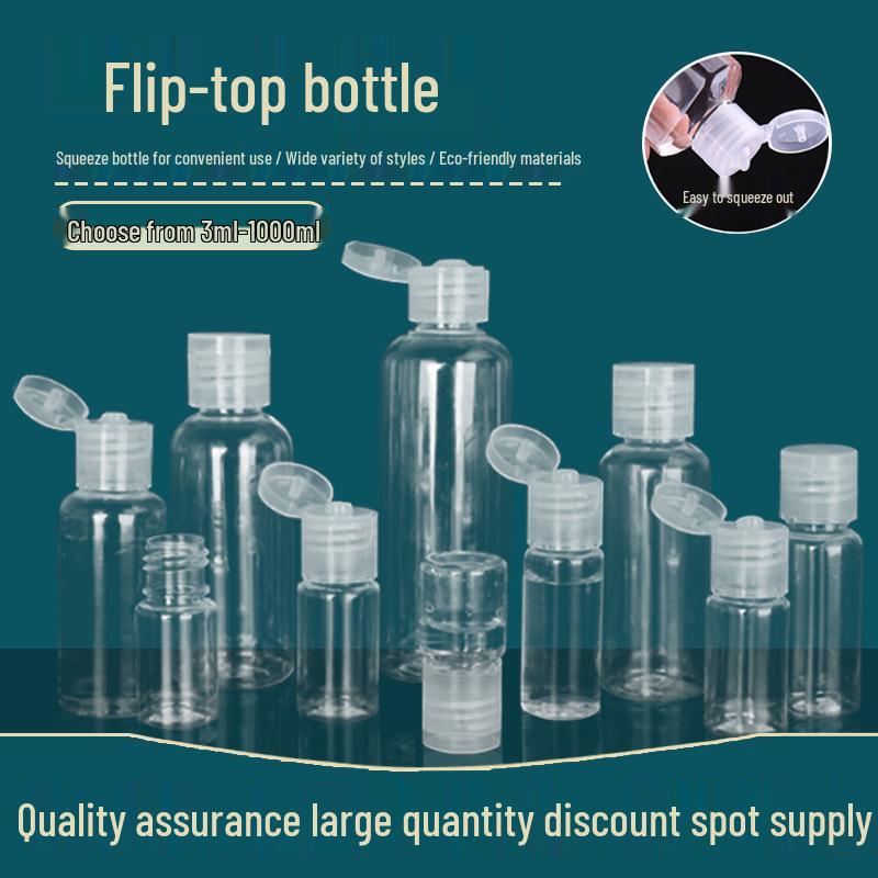 100ml Travel Refill Bottle, Flip-Top, Transparent Plastic for Lotion & Cosmetics 8ML; Transparent Flip Cap
