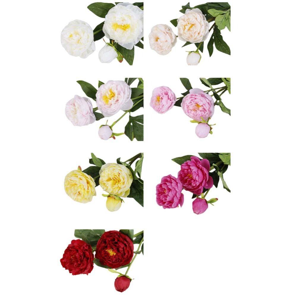 Real Touch Artificial Peony Flower 3 Heads Cotton Rose Fake Flower  Wedding Party