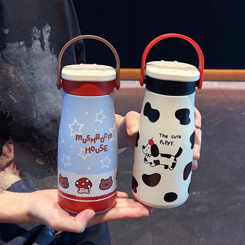 Uk Beloved Dopamine Ceramic Stainless Steel Insulated Cup for Girls, Cute Portable Tea-Water Separation Direct Drinking Cup