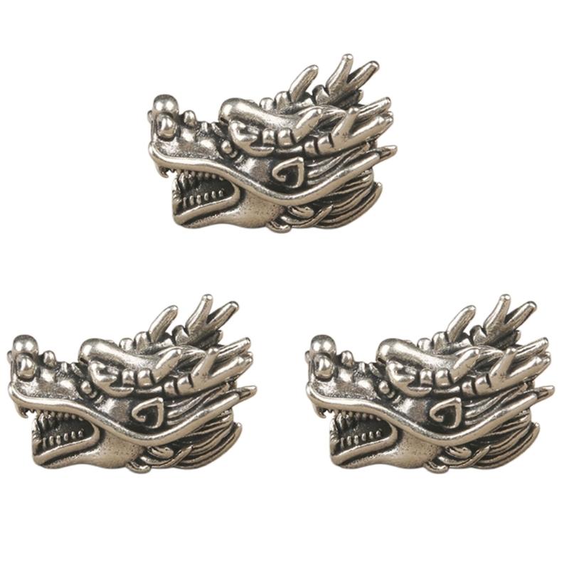 Pack of 3 Dragon Head Shape Metal Paracord Pendant Metal Texture Suitable for Fashion Enthusiasts Gear Upgrading