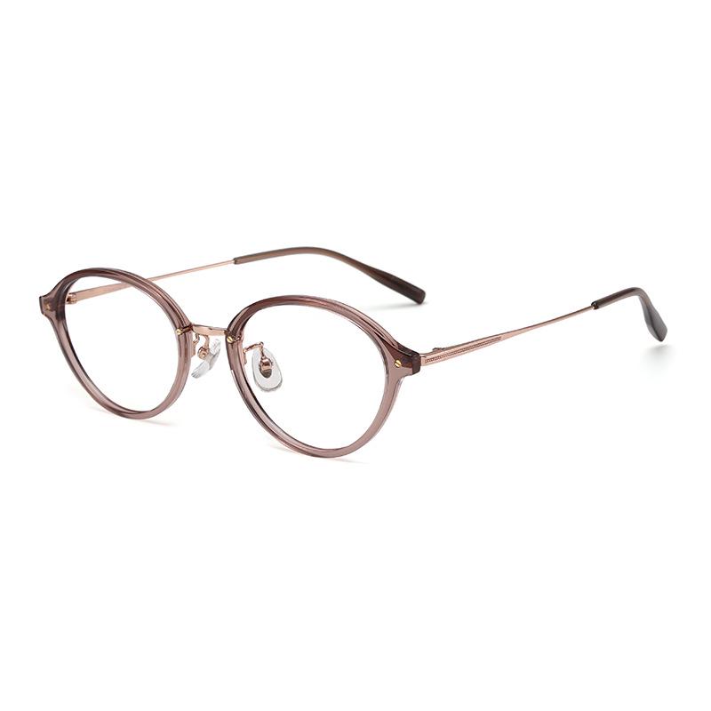 Ultra-Light Pure Titanium Korean-style Oval Glasses, Model 0242: Anti-blue Light, High-end Tortoise Shell Design for Women