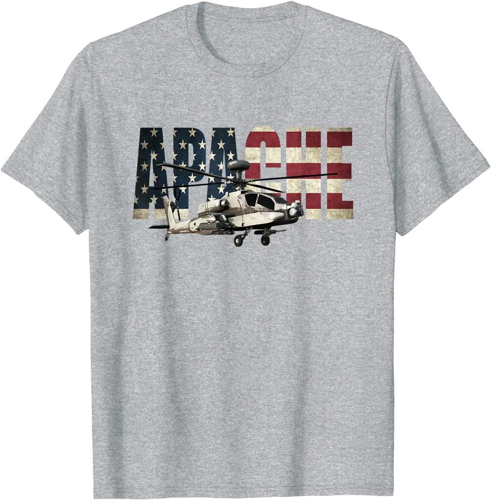 American Flag AH64 Apache Helicopter Gunship TShirt Summer Cotton Short Sleeve ONeck Mens T Shirt New S3XL