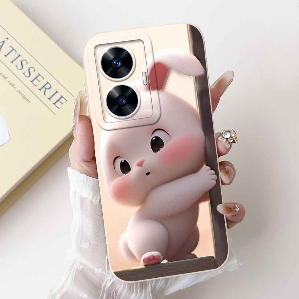 For Oppo Realme C55 RMX3710 Case Cute Cat Luxury Flower Bow Silicone Soft Matte Cover For Realme c55 C 55 Shockproof Phone Case