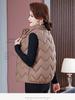 Herbst und Winter Damen einfarbige Mutterweste Stehkragen kurze winddichte warme Damenweste mittleres Alter und ältere ärmellose Jacke