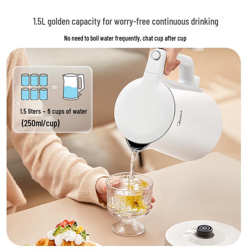 Midea 1.5L 304 Stainless Steel Electric Kettle CN plug (adapter included)