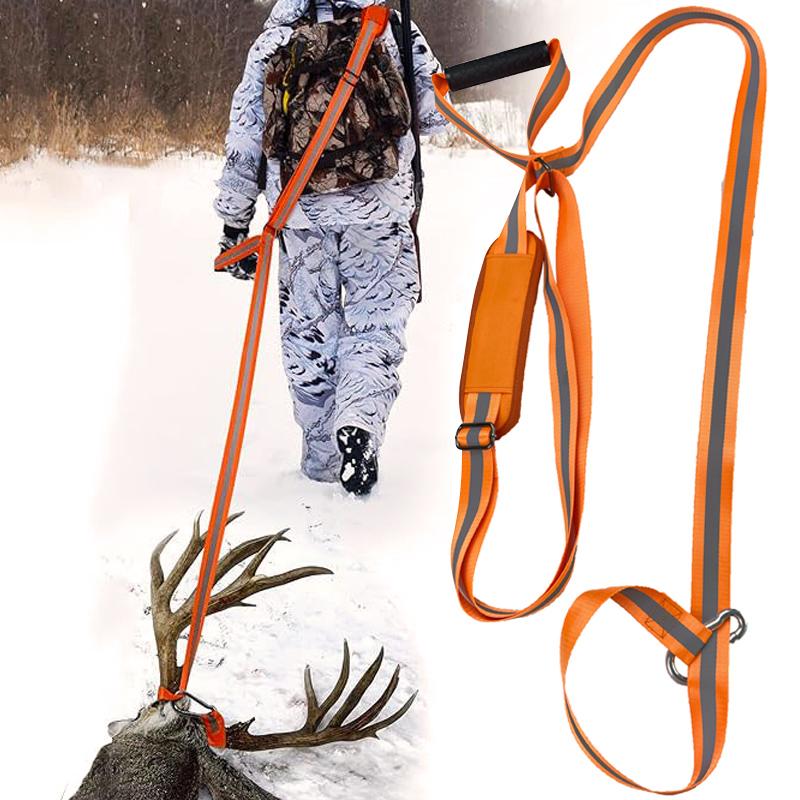 Deer Drag Rope Pulling Hunting Accessories Deer Hunting Drag Strap with Handle Reflective Harness Hunting Gear for Deer Hunters