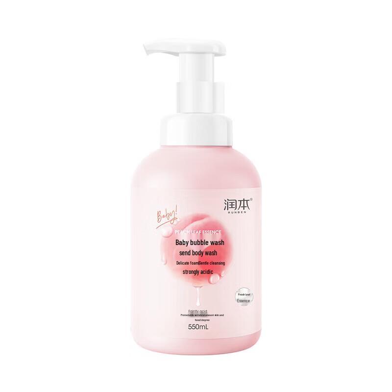 RUNBEN Baby Bubble Shampoo & Body Wash, Peach Leaf Extract
