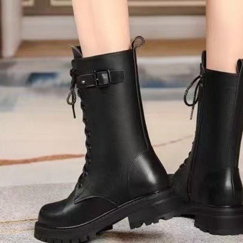 Short Boots Women's Single Boots British Style Shoes2025New Spring Autumn Summer Thin Thick Sole Motorcycle BootsinsTide