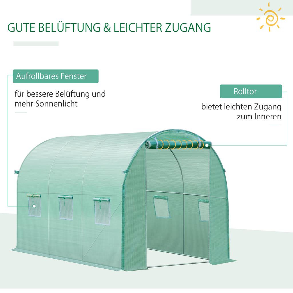 Greenhouse Film, 3 X 2 X 2 M, Waterproof Garden Film with UV Protection, Plastic Film Without Frame, Tarpaulin, Green
