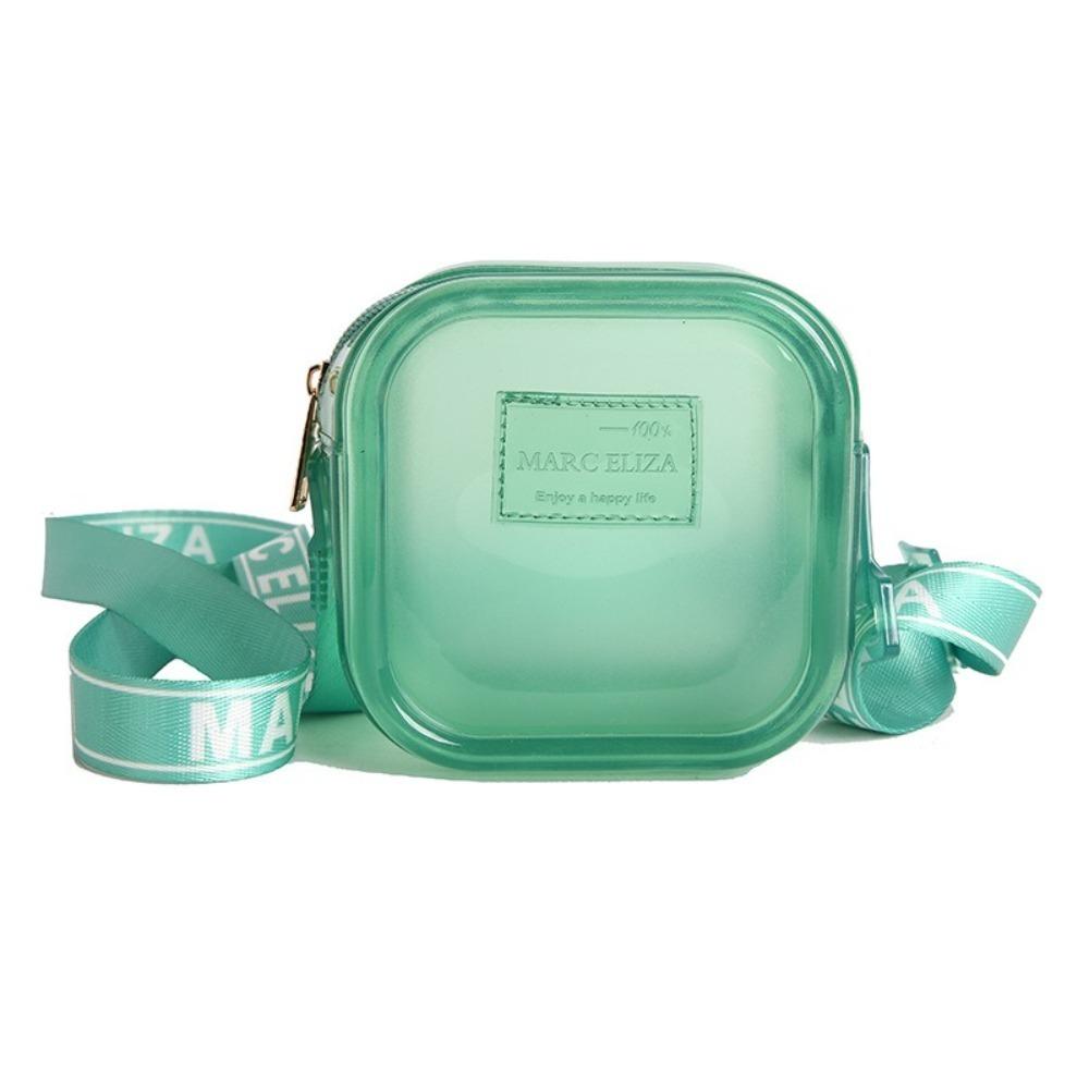 New PVC Messenger Bag Waterproof Transparent Jelly Shoulder Bag Solid Color Crossbody Bag Gift зелёный
