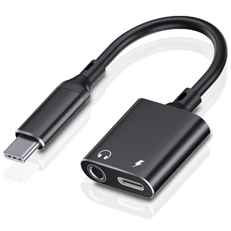 Travel 2 in 1 Type C to 3.5mm Charging Converter Adapter Cable Wire HiFi Sound Transmission For Digital Gadget