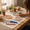 Creative Hobby Sets for Beginners 4 Pcs DIY Wooden Coasters Painting Kit Paint You Own Coaster Craft Kit with Customizable 6 Color Paints And