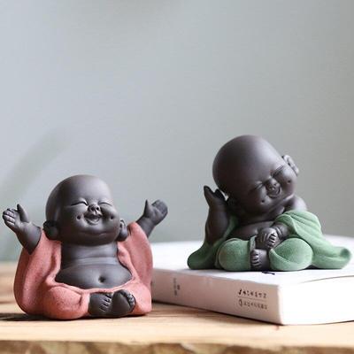 Keramik Maitreya Buddha Statue Tee Skulptur Handgeschnitzte Figur Handwerk Ausstellungsornament Heim Teezeremonie Dekoration