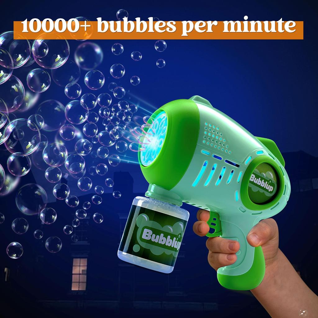 JOYFY 2 Pack Light-Up Bubble Guns with 4 Bottles Bubble Refill Solution Bubble Toys for Kids Summer Party Favors Birthday Gift