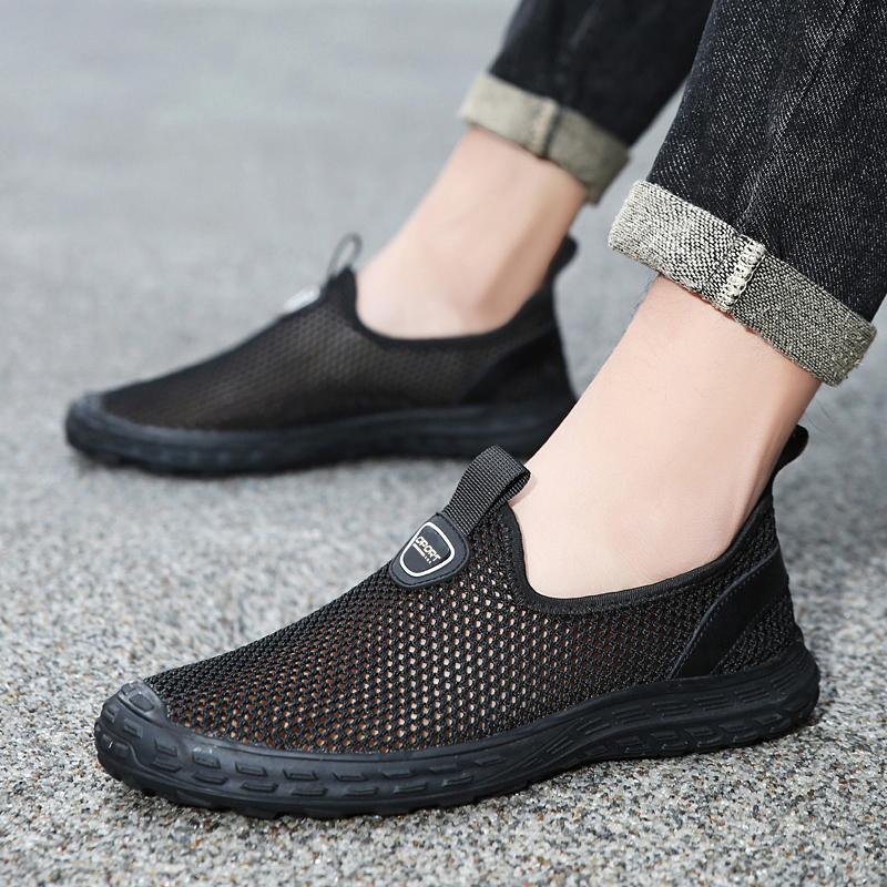 Fashion All-match Mens Sneakers Summer Lightweight Walking Footwear New Men's Loafers Mesh Breathable Flats Mens Slip On Casual Shoes
