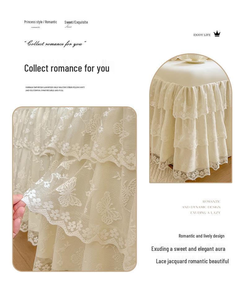 European Style Lace Trim Bed Skirt: Anti-slip, Single Piece Cover for 1.5m-2.2m Beds