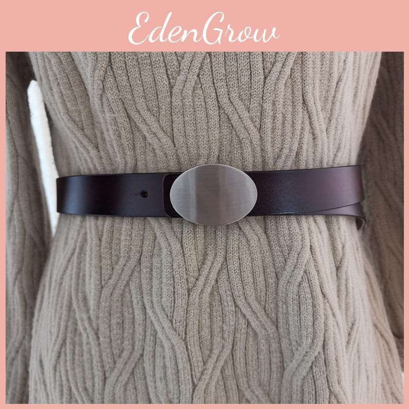 Womens Leather Fashion Belt Square Buckle Two Layer Cowhide Summer Looks Casual