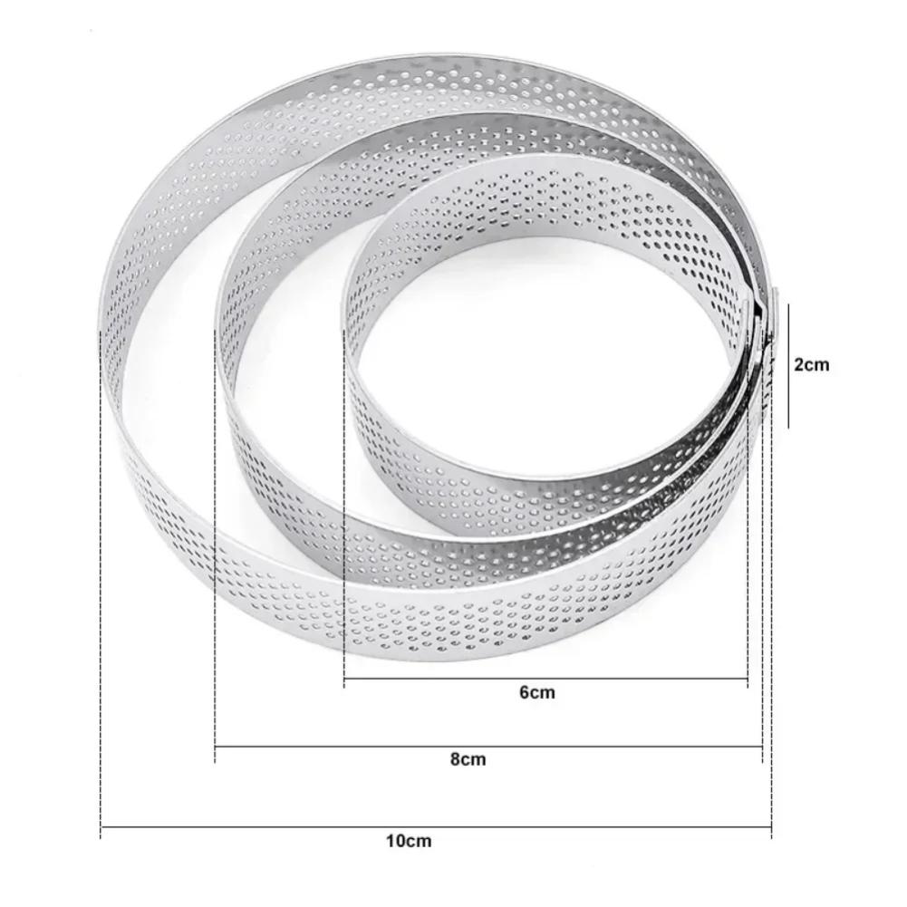 10PCS Round Stainless Steel Tart Ring Heat-Resistant Perforated Molds DIY Mousse Fruit Pie Tartlet Doughnut Mold Kitchen Tools