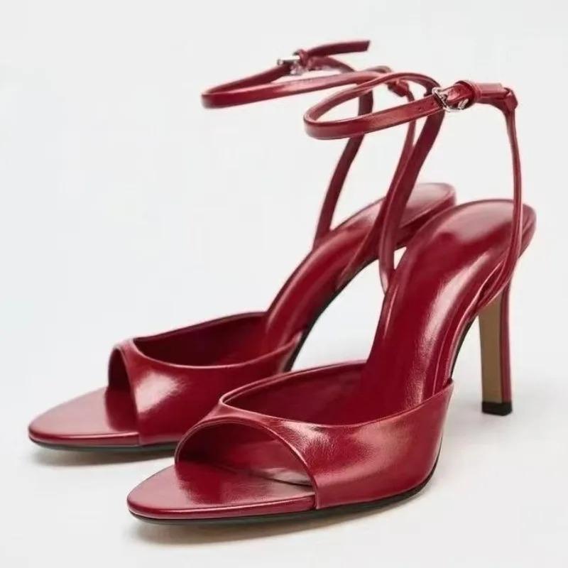 Fashion Fashion Leopard Print Round Toe Design High-heel Sandals Women Sexy Open-toe Ankle Strap Buckle Pumps Elegant Banquet Dress Shoe