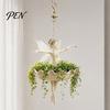 Decorative Succulents Holder for Balcony Ballet Dancer & Mermaid Hanging Planter, Resin Shell-Shaped Flower Pot with Metal Chains, Stylish Decor Patio