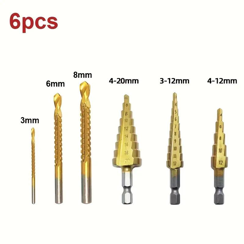 Heavy-Duty Multi-Function Step Drill Bit Suitable for Metal, Wood & Plastic - Titanium Chromium Cast Iron Drill Bits with One-Step Hole Expansion