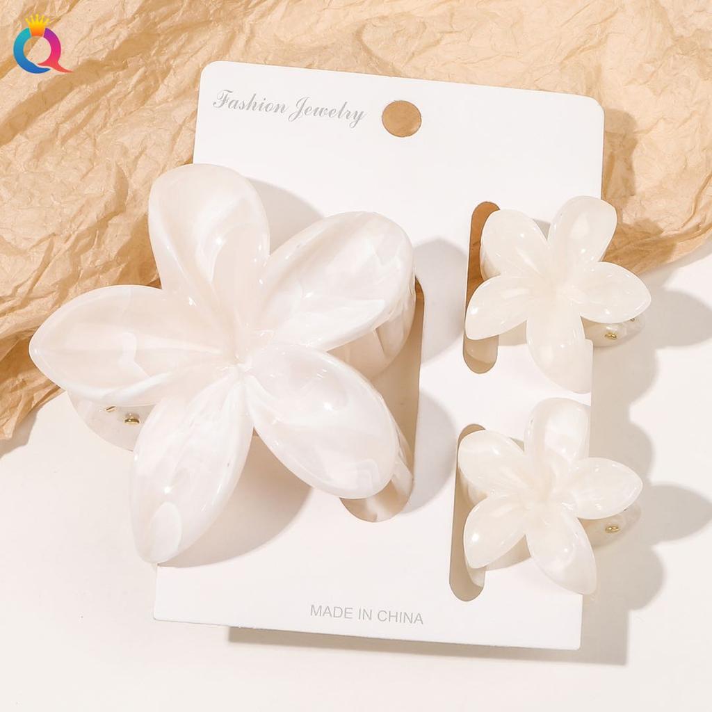 2 Pcs Hawaiian Flower Claw Clips for Women,Marble Vein Flower Hair Claw Clips for Thin Hair,Cute Beach Hair Accessories