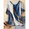 Summer Fashion Colorful Stripe 3D Printing Breathable Comfortable Short Sleeved T-shirt Soft Slightly Elastic Plus Size Women's T-shirt
