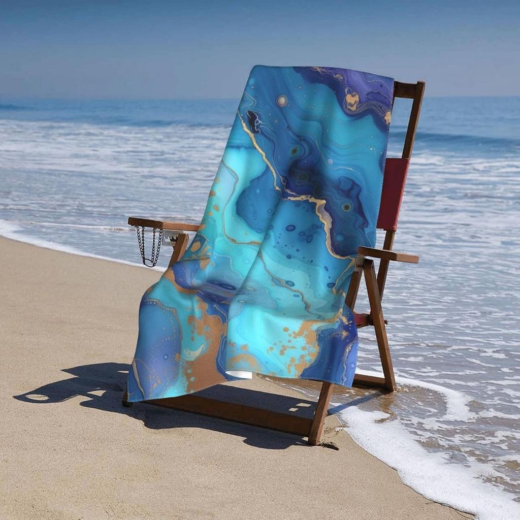 Blue Marble pattern Beach Towel for family friends Gifts Towel Quick-Dry Towel For Bath Yoga Tourism Beach GYM Camping Swimming