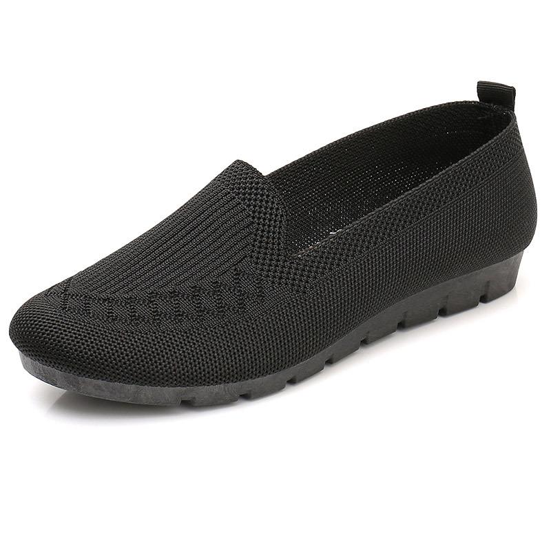 

Летние одинарные туфли, женские туфли, дышащая сетка, одна педаль, старые пекинские тканевые туфли, плоские, нескользящие, тканые, для мам среднего и пожилого возраста 35 чёрный