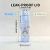 1PC Paris European Building Sticker Collage 750ml Color Plastic Sports Water Bottle Leakproof Flip Straw Lid Suitable for Sports Office Home Use
