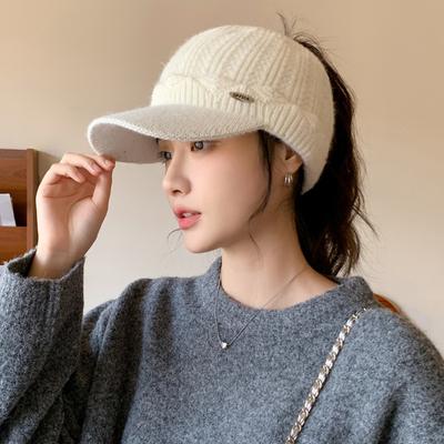 Vielseitige Kappe im koreanischen Stil mit großem Kopfumfang, winddicht, mit Schirm, modisch, lässig, warm, Baseballkappe für Damen