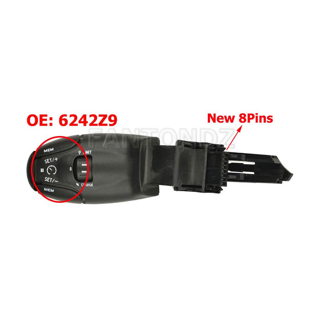 6242Z8 6242.Z9 Cruise Control Stalk Switch With Speed Limit For Peugeot 307 308 408 206 207 301 3008 for Citroen 6242Z9 6242.Z8 New Version 8pins
