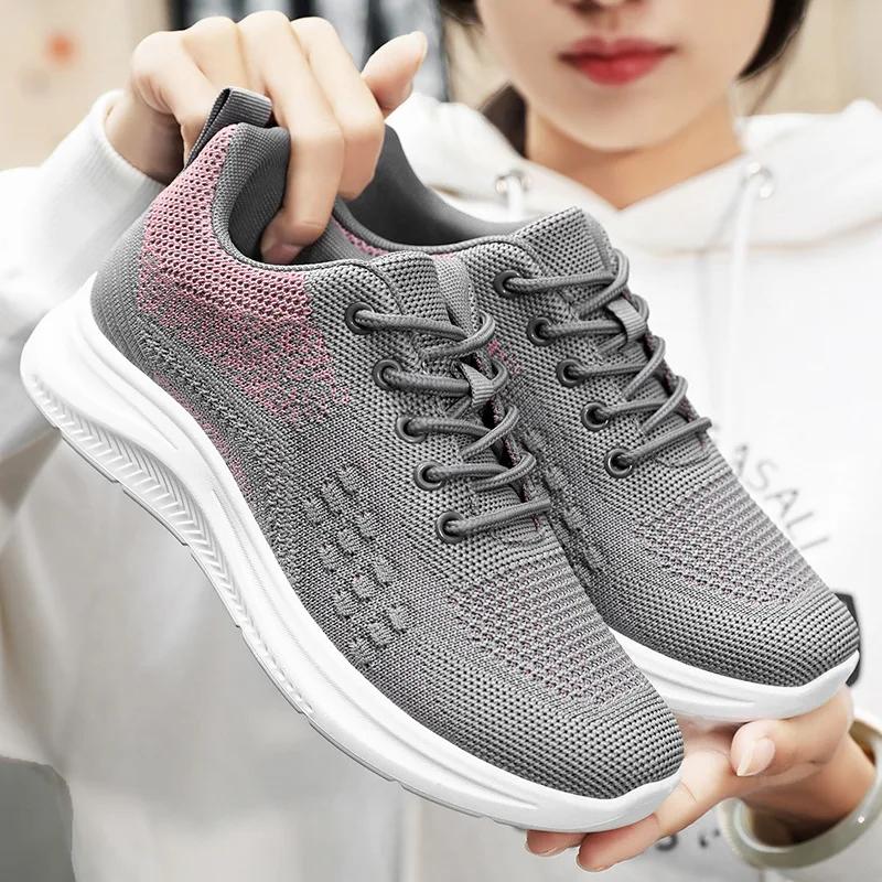 Fashion Zapatos De Mujer Spring Fashion Women Lace Up Mesh Breathable Comfortable Flats Sneakers Women Casual Shoes for Women 36-41