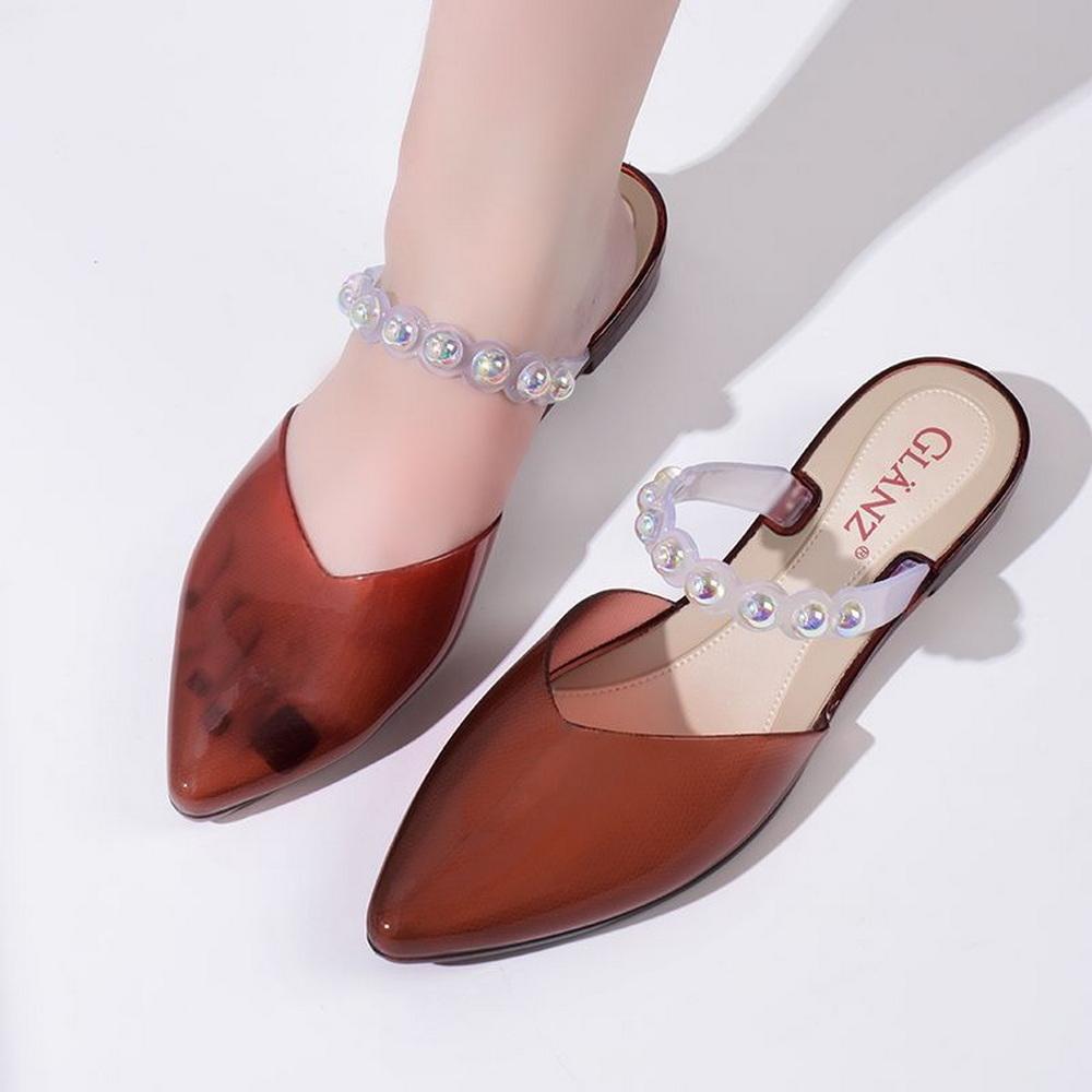 FHC 2025 New Women Crystal Slippers,Transparent Slides,Close Pointy Toe Summer Shoes,Casual Shoes,Black,Purple,Red,Dropship