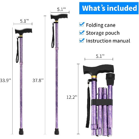 Walking Cane LIXIANG Cane for Man/Woman | Mobility & Daily Living Aids | 5-Level Height Adjustable Walking Stick | Comfortable Plastic T-Handle