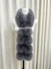 Magnetic Faux Fox Fur Scarf with Pom-Poms - Double-Sided Plush Shawl for Autumn/Winter.