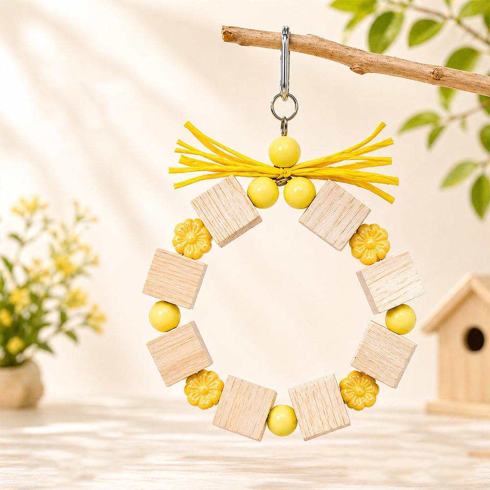 

Colorful Beads Bird Foraging Swing Ring-shaped Beak Grinding Toy Hanging Molar Toy for Budgies жёлтый