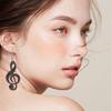 Black Acrylic Pendant Earrings Colorful Musical Notes Studs Earrings Fashionable Statement Jewelry for Women Girls
