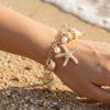 Bohemia Gold Color Metal Starfish Conch Charm Bracelet For Women Exquisite Imitation Pearl Chain Bracelet Summer Beach Jewelry