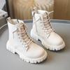 Spring Autumn Girls Ankle Boots Fashion School Kids Leather Boots Thick Bottom Non-slip Children's Platform Causal Boots Black