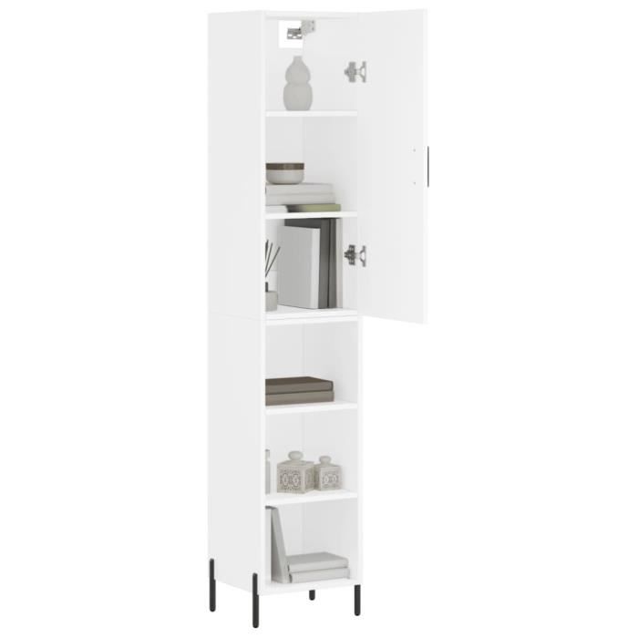 VidaXL Buffet haut Blanc 34,5x34x180 cm Bois d'ingénierie 3198985