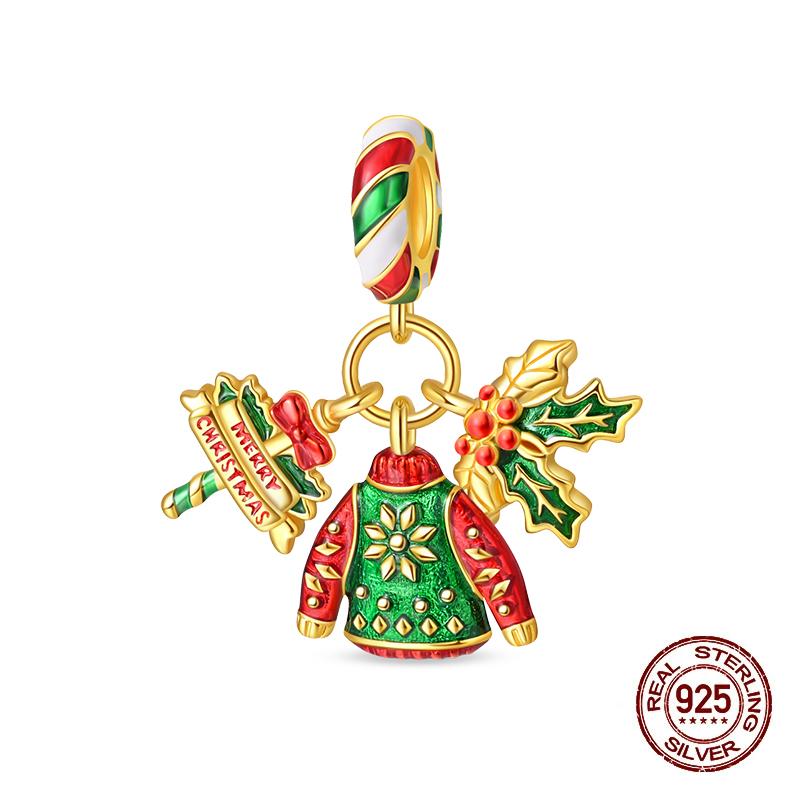 Winter Charms Copper Elk Bear Santa Claus Charms Beads Fit Original Bracelets For Women Diy Festival Jewelry Gifts