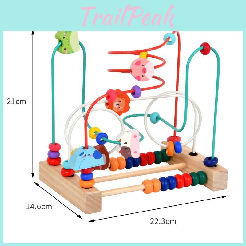 Wooden Bead Educational Stringing Toy With Animal Figures For Learning Kids