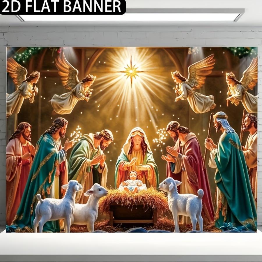 1pc Christmas Scene Starry Sky Tapestry  Festive Atmosphere Party Decoration Wall Hanging  Suitable for Christmas Eve